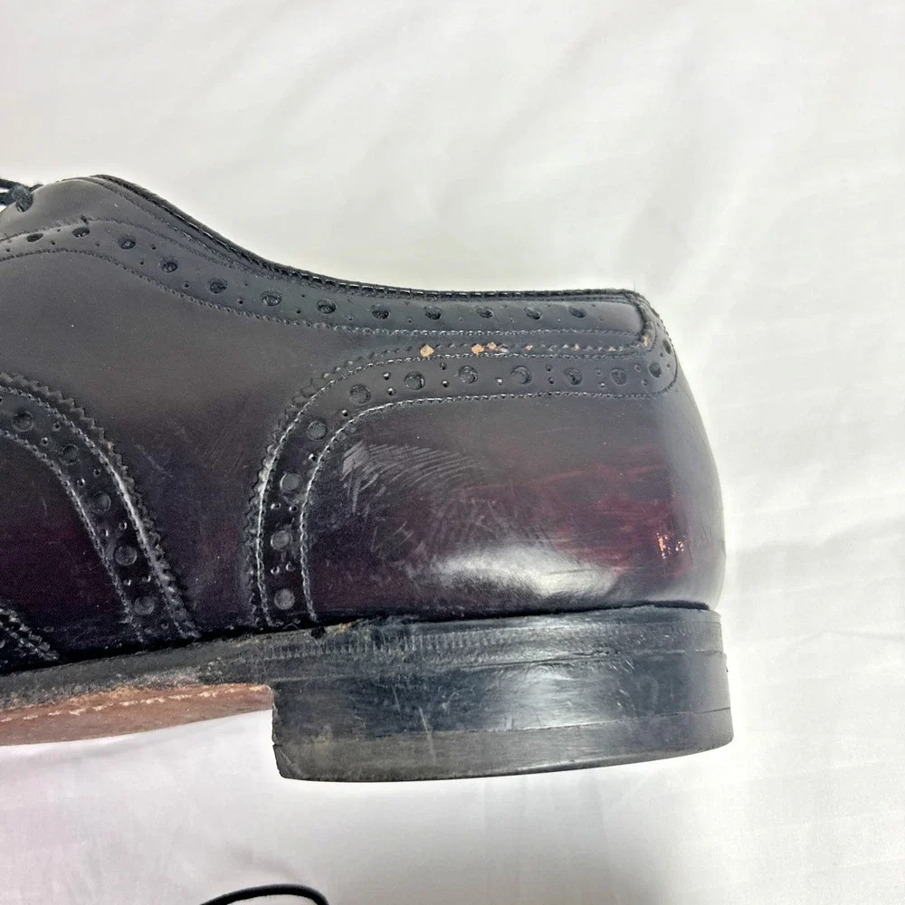 Johnston‎ & Murphy Heritage Oxford Shoes Mens 9.5 C Burgundy Wingtip USA Preppy
